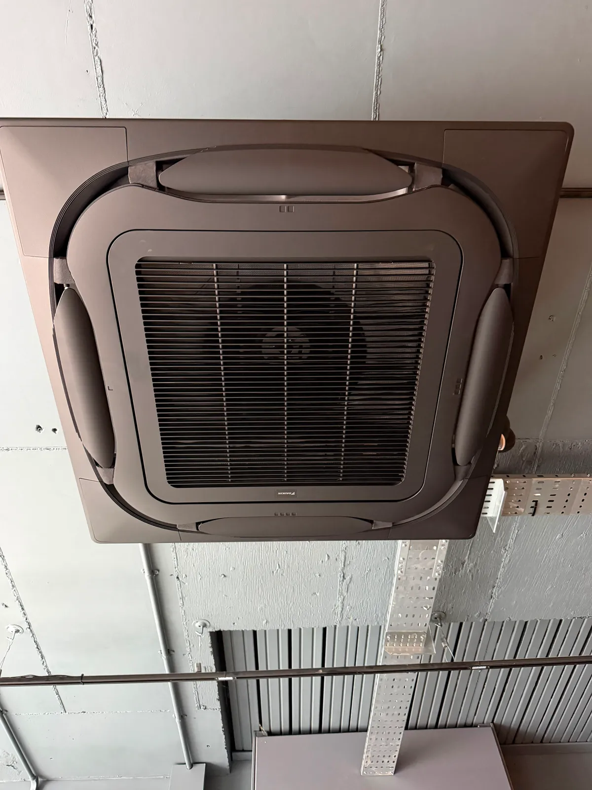 Ceiling cassette AC unit installed